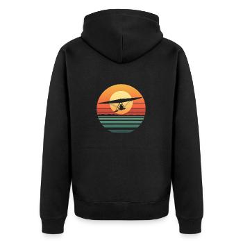 Oldtimer Hängegleiter - Unisex Premium Bio Zip Hoodie - Schwarz - Hinten - Nico (187cm)