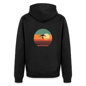 Oldtimer-Hängegleiter - Unisex Premium Bio Zip Hoodie - Schwarz - Hinten - Nico (187cm)