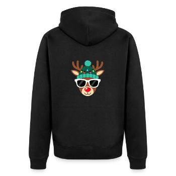 Weihnachts Rentier mit roter Nase - Unisex Premium Bio Zip Hoodie - Schwarz - Hinten - Nico (187cm)