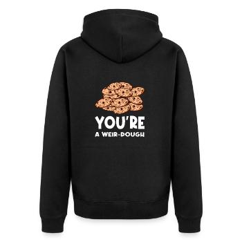 Keks Du bist ein Wehrteig-Keks - Unisex Premium Bio Zip Hoodie - Schwarz - Hinten - Nico (187cm)
