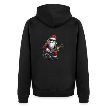 Santa Claus Guitar Santa - Unisex Premium Organic Zip Hoodie - black - Back - Nico (187cm)
