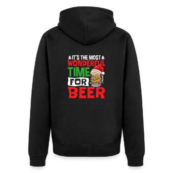 It's The Most Wonderful Time For Beer Christmas S - Unisex Premium Bio Zip Hoodie - Schwarz - Hinten - Nico (187cm)