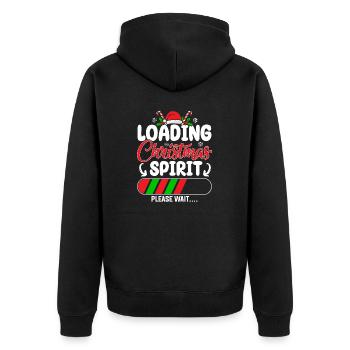 Loading Christmas Spirit Please Wait.... Santa Hol - Unisex Premium Bio Zip Hoodie - Schwarz - Hinten - Nico (187cm)
