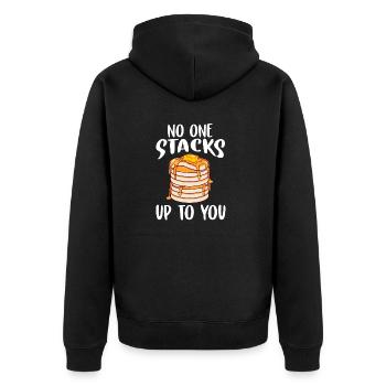 Waffel, die sich nicht stapeln lässt, bis zu Ihrem Pfannkuchen - Unisex Premium Bio Zip Hoodie - Schwarz - Hinten - Nico (187cm)