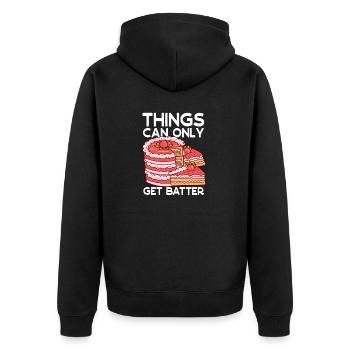 Patissier kann nur besser backen - Unisex Premium Bio Zip Hoodie - Schwarz - Hinten - Nico (187cm)