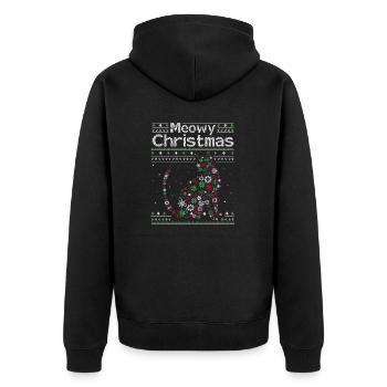 Süße Katze Liebhaber Santa Hut Weihnachten - Miau Catmas Katze - Unisex Premium Bio Zip Hoodie - Schwarz - Hinten - Nico (187cm)