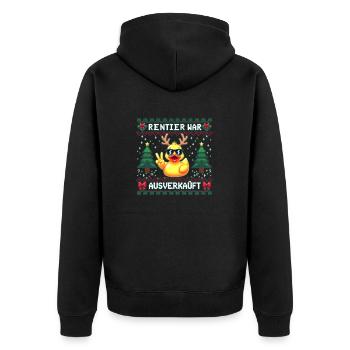 Weihnachten Rentier war ausverkauft Lustiges Elch - Unisex Premium Bio Zip Hoodie - Schwarz - Hinten - Nico (187cm)