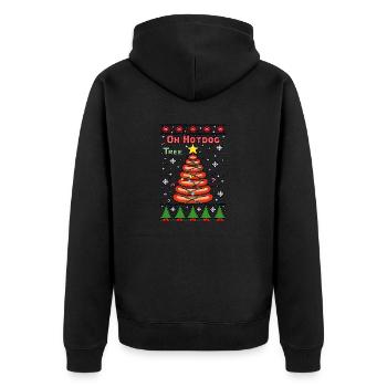 Hot Dog Weihnachtsbaum ugly Weihnachts Weihnachten - Unisex Premium Bio Zip Hoodie - Schwarz - Hinten - Nico (187cm)