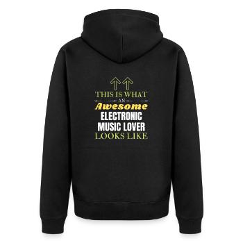 Das ist das, was ein genialer Liebhaber elektronischer Musik klopft - Unisex Premium Bio Zip Hoodie - Schwarz - Hinten - Nico (187cm)