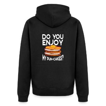 Waffle Do You Enjoy My Pun-cakes Pancake - Unisex Premium Organic Zip Hoodie - black - Back - Nico (187cm)