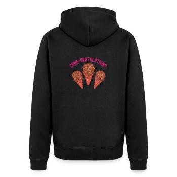 Eisbecher-Tüten-Glückwünsche Süße Sahne - Unisex Premium Bio Zip Hoodie - Schwarz - Hinten - Nico (187cm)