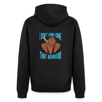 I Done-done Behavior Frosty Cream - Unisex Premium Bio Zip Hoodie - Schwarz - Hinten - Nico (187cm)