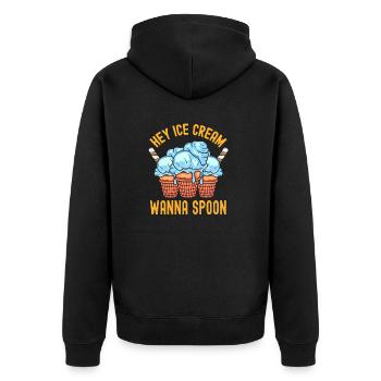 Hey Sweet Cream Wanna Spoon Frosty - Unisex Premium Bio Zip Hoodie - Schwarz - Hinten - Nico (187cm)