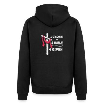Christian Faith - 1 Cross 3 Nails 4 Given Message - Unisex Premium Organic Zip Hoodie - black - Back - Nico (187cm)