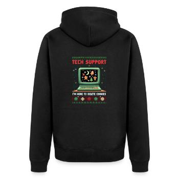 Delete Your Cookies – Funny Christmas Shirt - Unisex Premium Bio Zip Hoodie - Schwarz - Hinten - Nico (187cm)