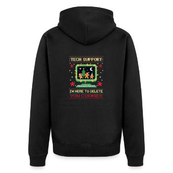 Weihnachten mit Rentier – Lustige Sprüche - Unisex Premium Bio Zip Hoodie - Schwarz - Hinten - Nico (187cm)