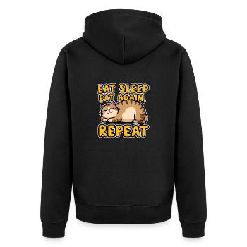 Cat Eats, Eats Still And Sleeps - Kitten Humor - Unisex Premium Organic Zip Hoodie - black - Back - Nico (187cm)