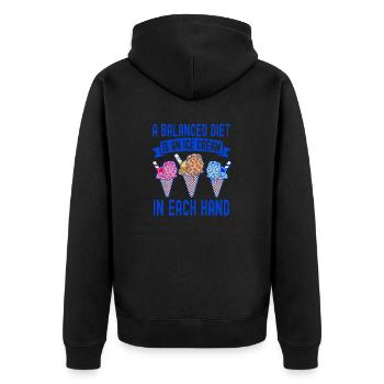 Sundae Gelato Cream In Each Hand Cream - Unisex Premium Organic Zip Hoodie - black - Back - Nico (187cm)
