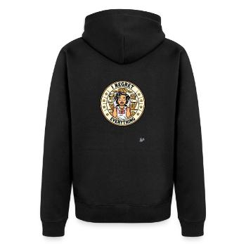 Genervte Hausfrau - Ich bereue alles - Unisex Premium Bio Zip Hoodie - Schwarz - Hinten - Nico (187cm)