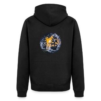 pirate boat, pirates, captain, sailing ship, - Unisex Premium Organic Zip Hoodie - black - Back - Nico (187cm)