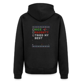 Gentil coquin J’ai fait de mon mieux – de Noël - Veste à capuche bio Premium Unisexe - noir - Dos - Nico (187cm)