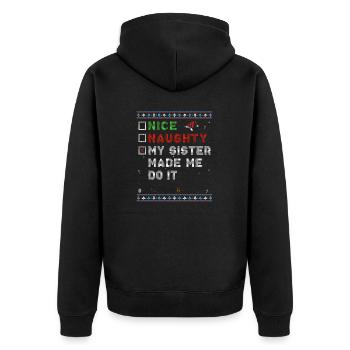 Gentil coquin Ma sœur m’a fait le faire – Noël - Veste à capuche bio Premium Unisexe - noir - Dos - Nico (187cm)