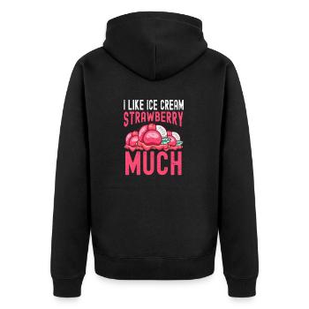 Sundae J’aime beaucoup la fraise Crème - Veste à capuche bio Premium Unisexe - noir - Dos - Nico (187cm)