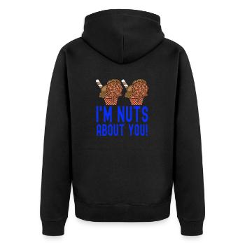 I'm Nuts About You Eisbecher Gelato Creme - Unisex Premium Bio Zip Hoodie - Schwarz - Hinten - Nico (187cm)