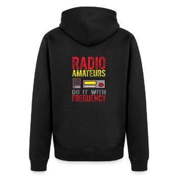 Radio Do It With Frequency Ham Radio - Unisex Premium Organic Zip Hoodie - black - Back - Nico (187cm)