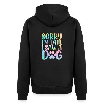Désolé, je suis en retard, j’ai vu un refuge pour chiots Dog Tie Dye - Veste à capuche bio Premium Unisexe - noir - Dos - Nico (187cm)