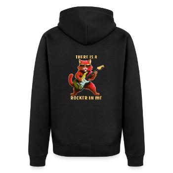 KATZE GITARRE IL Y A UN ROCKER EN MOI - Veste à capuche bio Premium Unisexe - noir - Dos - Nico (187cm)