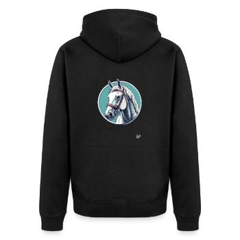 Ein Schimmel, ein weißes Pferd - Unisex Premium Bio Zip Hoodie - Schwarz - Hinten - Nico (187cm)