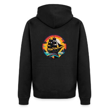 Segelschiff, Fregatte, Boot - Unisex Premium Bio Zip Hoodie - Schwarz - Hinten - Nico (187cm)