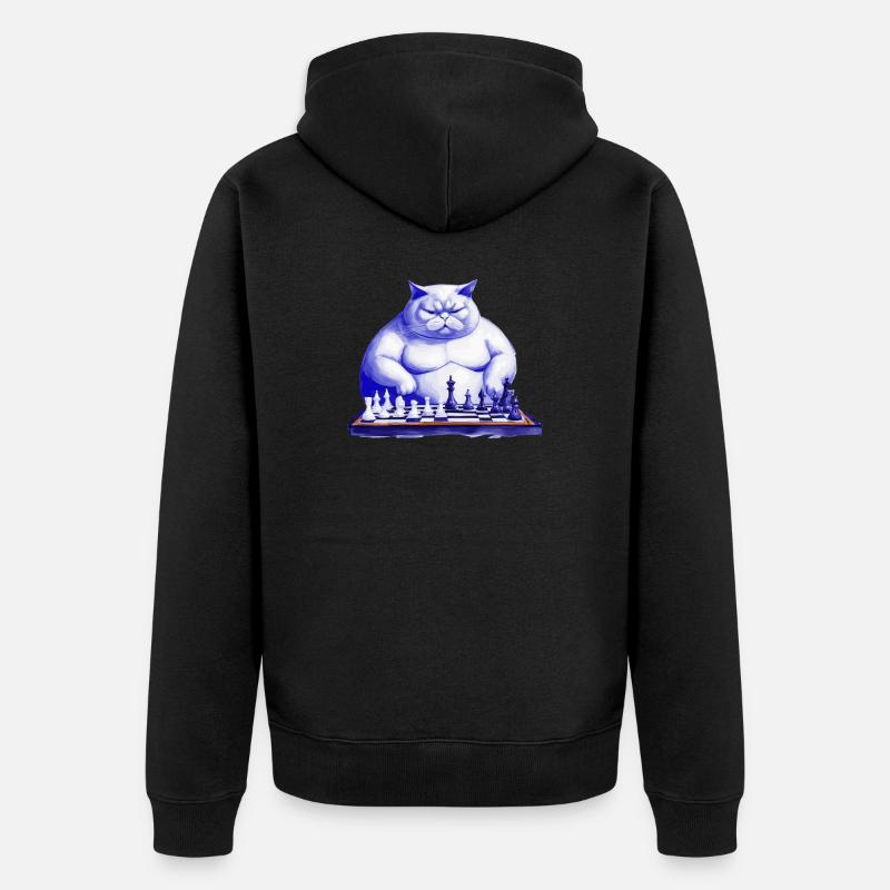 Chat jouant aux échecs - Veste à capuche bio Premium Unisexe - undefined
