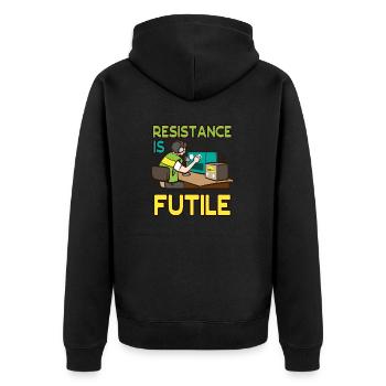 Amateur Resistance Futile Ham Radio - Unisex Premium Organic Zip Hoodie - black - Back - Nico (187cm)