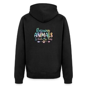 Rescuing Animals Is Kinda My Thing Tie Dye Animal - Unisex Premium Organic Zip Hoodie - black - Back - Nico (187cm)