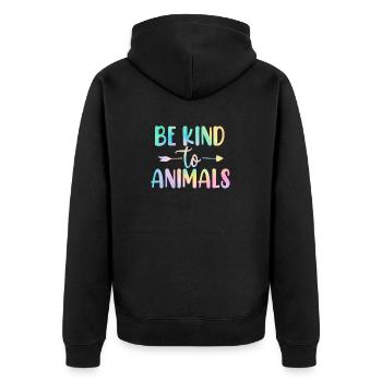 Sei nett zu Tieren Tie Dye Lustiges Pflegetier - Unisex Premium Bio Zip Hoodie - Schwarz - Hinten - Nico (187cm)