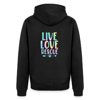 Live Love Sauvetage Sauver des animaux Tie Dye Drôle Animal de compagnie - Veste à capuche bio Premium Unisexe - noir - Dos - Nico (187cm)