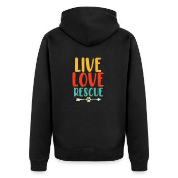 Live Love Sauvetage Rétro Faune Drôle Animal de compagnie - Veste à capuche bio Premium Unisexe - noir - Dos - Nico (187cm)