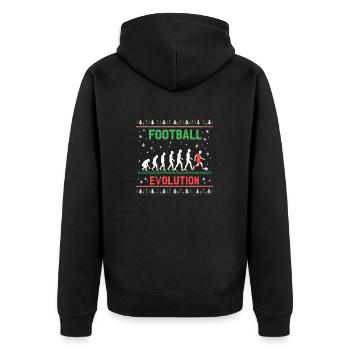 Evolution Fußball | Fußballspieler - Unisex Premium Bio Zip Hoodie - Schwarz - Hinten - Nico (187cm)