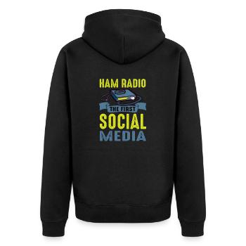 Amateur First Social Media Ham Radio - Unisex Premium Bio Zip Hoodie - Schwarz - Hinten - Nico (187cm)