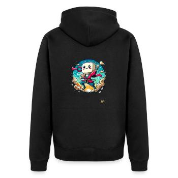 Helden Sushi - Unisex Premium Bio Zip Hoodie - Schwarz - Hinten - Nico (187cm)