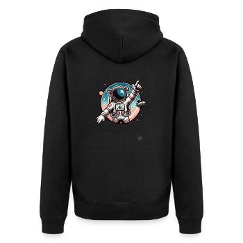 Un astronaute pointe vers la galaxie - Veste à capuche bio Premium Unisexe - noir - Dos - Nico (187cm)
