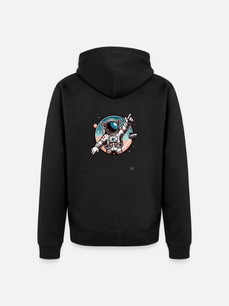 Astronaut points to the galaxy - Unisex Premium Organic Zip Hoodie - black