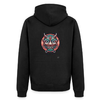 Masque Oni japonais cool - Veste à capuche bio Premium Unisexe - noir - Dos - Nico (187cm)