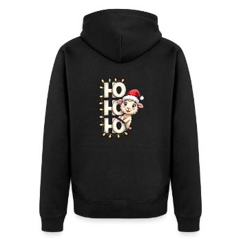 ho ho ho - schaf spruch - Weihnachtshemd - Unisex Premium Bio Zip Hoodie - Schwarz - Hinten - Nico (187cm)