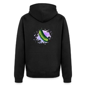 Vegetarier Veganer saure Gurke Design - Unisex Premium Bio Zip Hoodie - Schwarz - Hinten - Nico (187cm)