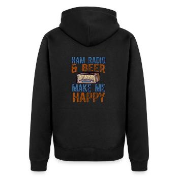 Amateurfunk Bier Happy Ham Radio - Unisex Premium Bio Zip Hoodie - Schwarz - Hinten - Nico (187cm)