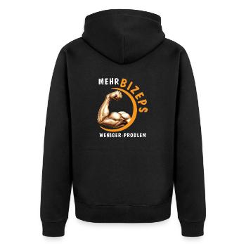 PLUS DE BICEPS, MOINS DE PROBLÈMES - Veste à capuche bio Premium Unisexe - noir - Dos - Nico (187cm)