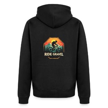 Gravel Bike Adventure | Rennrad & Cyclocross - Unisex Premium Bio Zip Hoodie - Schwarz - Hinten - Nico (187cm)